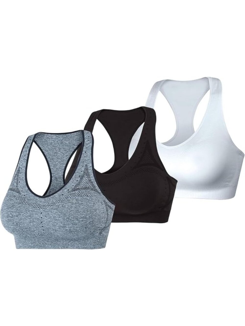 Seamless Racerback Sports Bra for Women, Moderate Support, Moisture-Wicking, 1-3